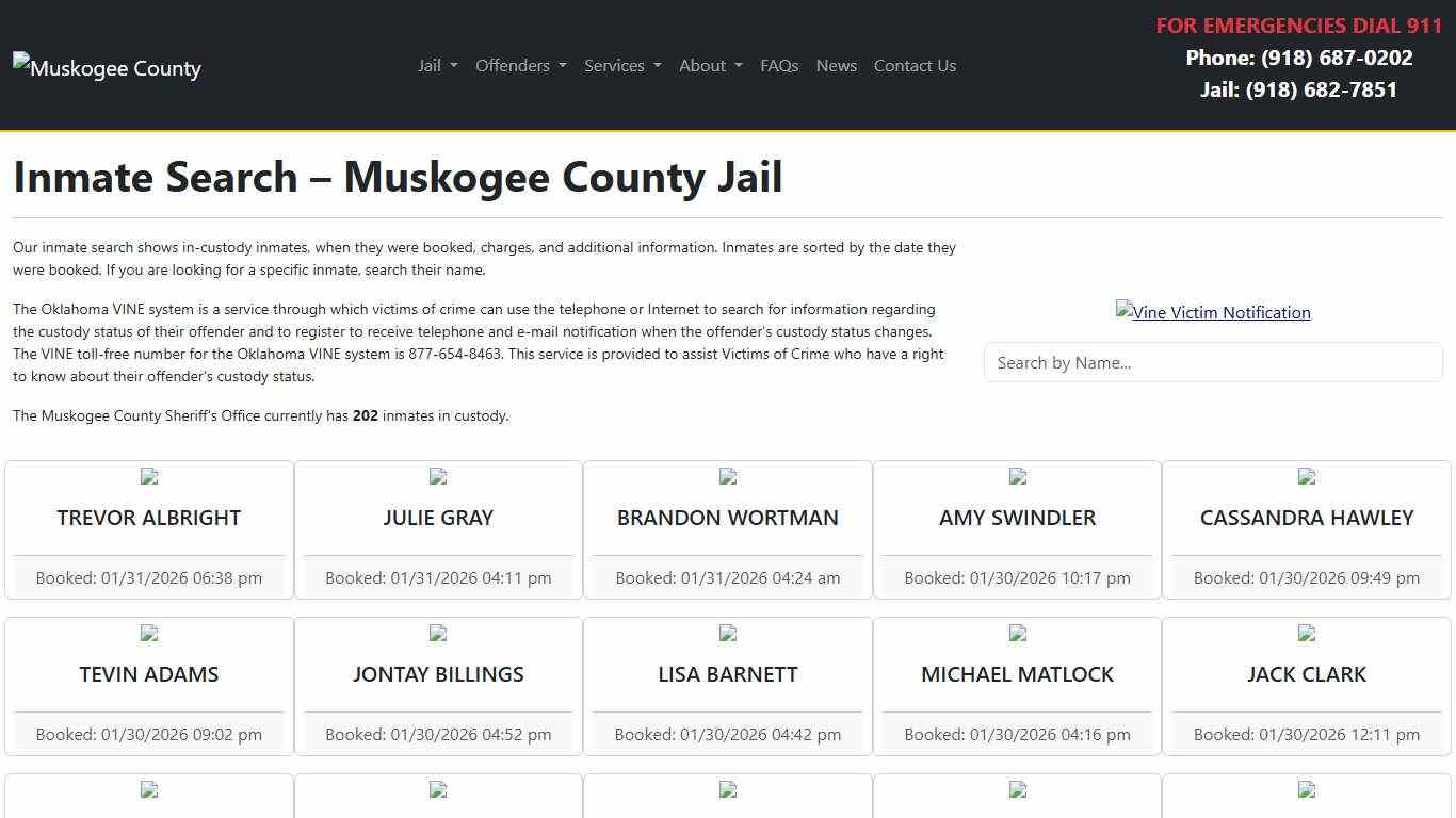Inmate Search Muskogee County Sheriff's Office