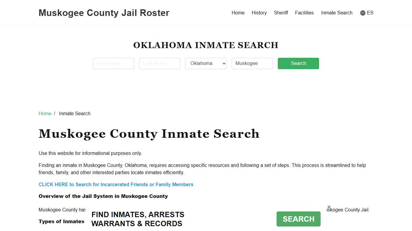 Muskogee County, OK Detainee Lookup